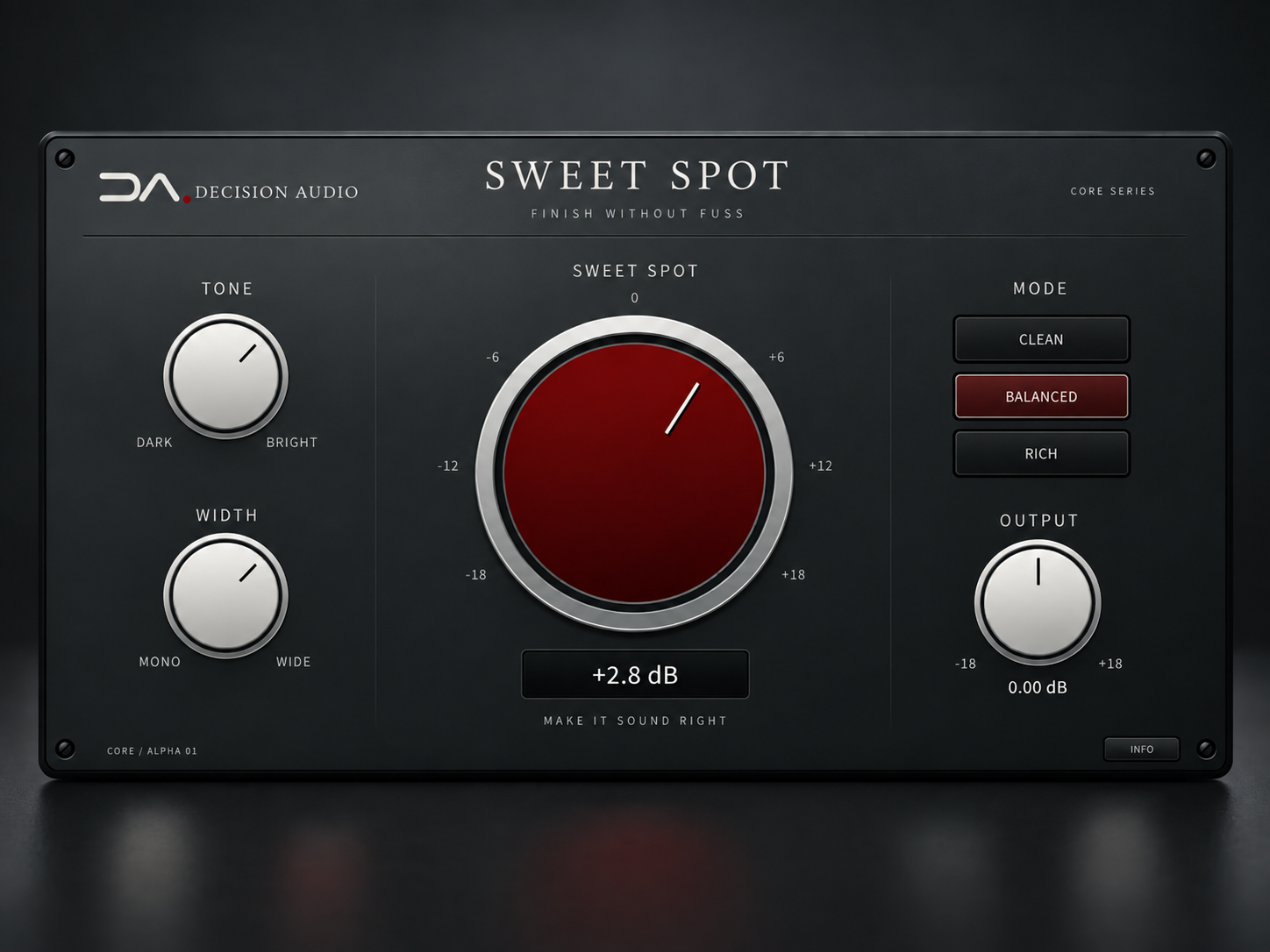 Decision Audio Sweet Spot interface — design preview